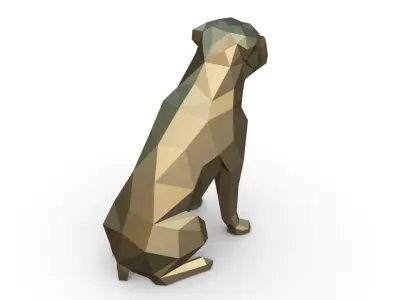 Rottweiler dog low poly 3D print model
