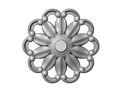 Ribbed rosette carved round eternity corner scroll relief 3D print model