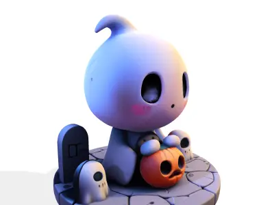 Chibi Halloween Ghost 3D Model 3D print model