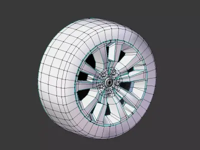 Modern Low Poly Wheel Free low-poly 3D model