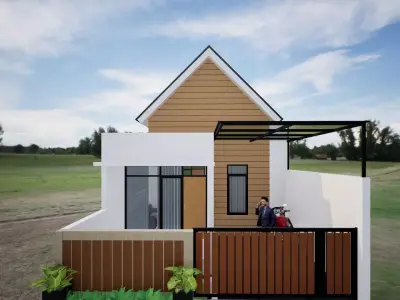 Simple Modern Residential House Exterior Low-poly 3D model