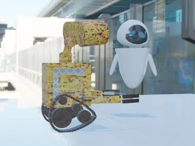 wall e and eve from disney 3D model