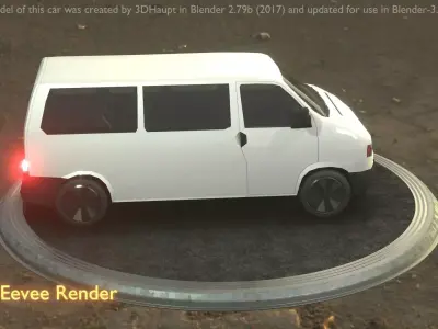 City Car 18 Utility Vehicles Minibus Type C White  Low-poly 3D model