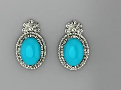 Turquoise earrings 3D print model