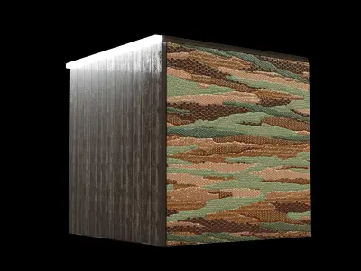 Modern elegant cube table wooden modules and decorative fabric 3D model