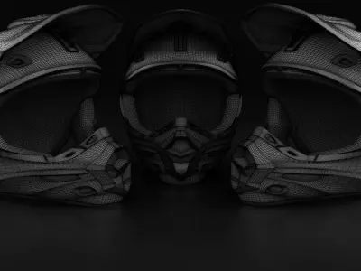 3 Moto Helmets 3D model