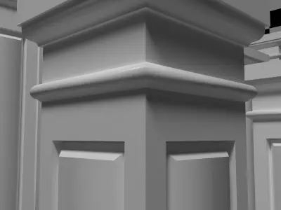 Square Recessed Panel Columns Low-poly 3D model
