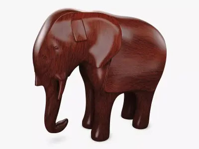 Elephant Wooden Statue v 1 3D model