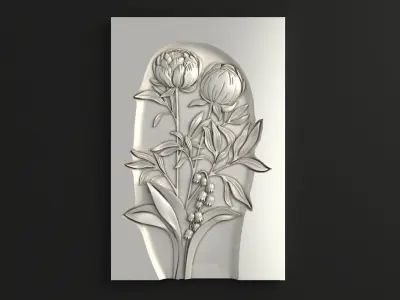 Carved decor Flowers 3D model