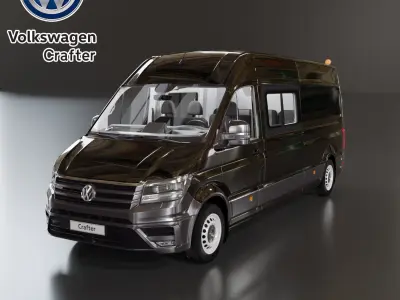 Volkswagen Crafter 6 colours Low-poly 3D model