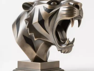 Tiger head sculpture 3D print model