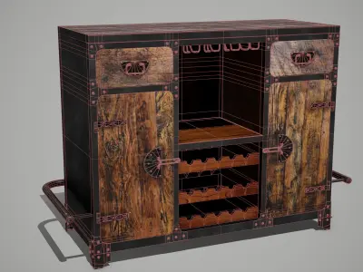 Bar Counter Free low-poly 3D model