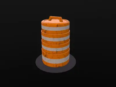 Traffic Drum  Free low-poly 3D model
