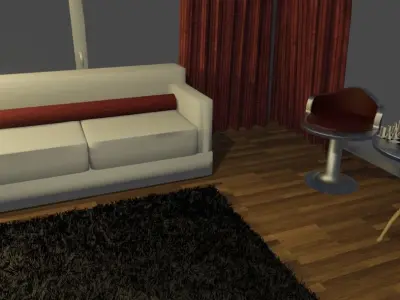 Livingroom room with door 3D model