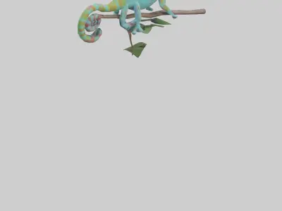 Panther Chameleon climbing model Low-poly 3D model