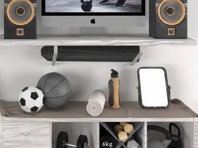 black and gray and brown sport set - home gym 3D model