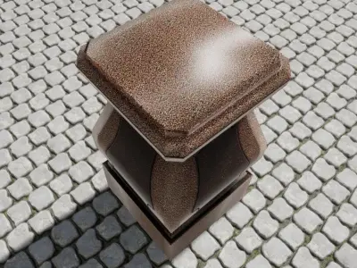 Monument marble pedestal on cobblestone Low-poly 3D model