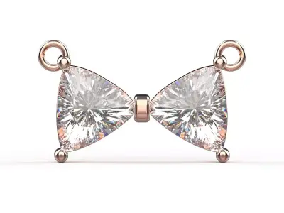 Rose Gold Bow Tie stl 3dm Pendant with Trillion Diamonds jp0308 3D print model