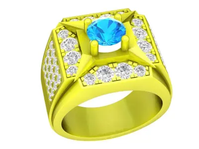Luxury Square Halo Gemstone Ring for Men 4723 3D print model