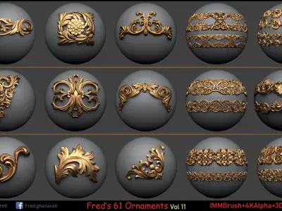 Freds ORNAMENT BRUSH - IMM-3DModels-4kAlpha Low-poly 3D model