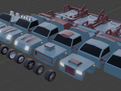 customizable race car  Low-poly 3D model