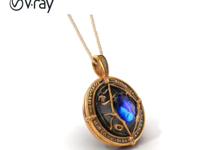 Mystical Ancient Pendant with Sigils model pack Low-poly 3D model