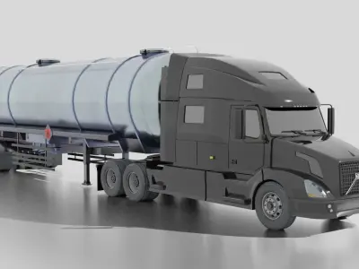 Volvo VNL 2014 and Trailer Low-poly 3D model