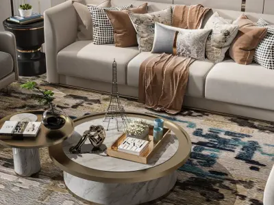 Sofa Table Combination Luxury Modern 3D model