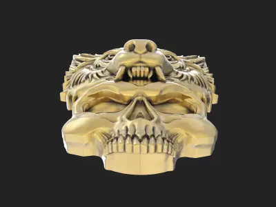 Skull Lion Gold Pendant 3D print model