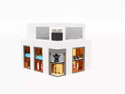 Cube shaped jewel store 3D model