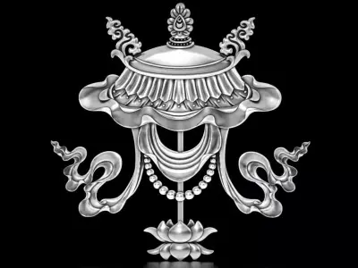 Buddhist Parasol Relief 3D print model
