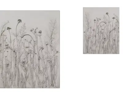 Rectangular Plaster Relief Panel Floral Wall Decor 3D model