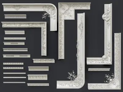 Classic carvings moldings and gypsum cornice 14 3D model