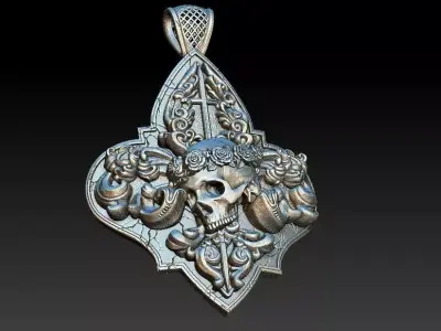  Pendant  cherub  skull 3D model