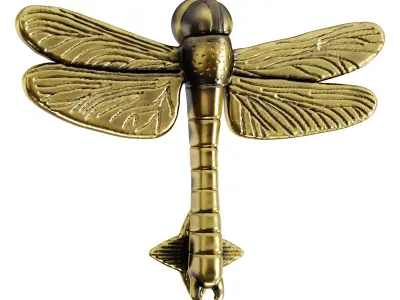Antique Brass Dragonfly Design Front Door Knocker Vintage Style 3D model