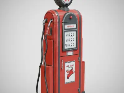 Gas Pump - Texaco 60s Used Low-poly 3D model