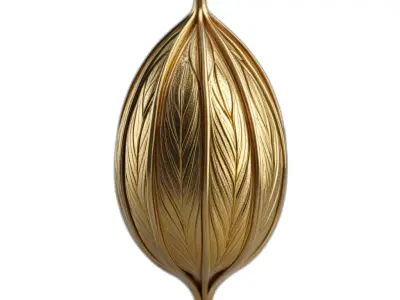 Luxurious Golden Botanical Ornament Low-poly 3D model