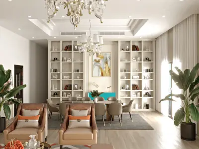 Modern Interior Reception Scene Low-poly 3D model