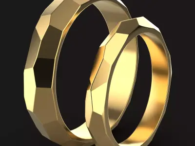 Wedding rings with voronoi pattern 3D print model