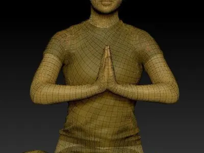 Beautiful young woman in lotus pose 307 Low-poly 3D model