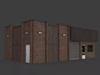 Car Workshop Building Low-poly 3D model