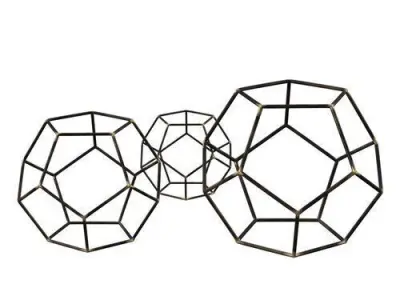 Iron Gold highlight Amin Geometric Orb Sculpture Set 3D model