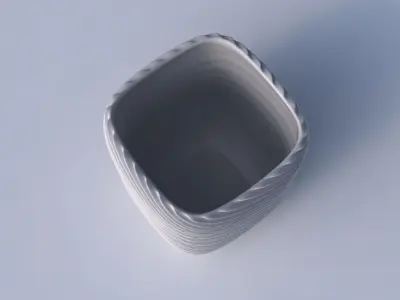 Vase quadratic stumpy with bent extruded lines 2 3D print model