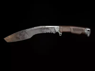 Kukri Knife low poly 3d model Low-poly 3D model