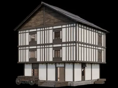 Medieval Village Pack 04 - 3 Assets - 4K Textures Game Ready Low-poly 3D model