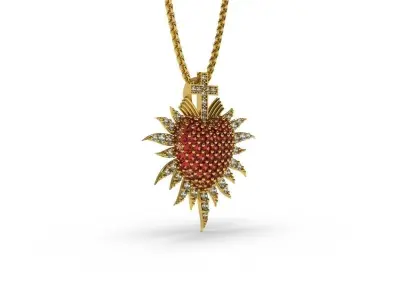 Sacred Heart Pendant - Jewelry - 3D - PG-211 3D print model