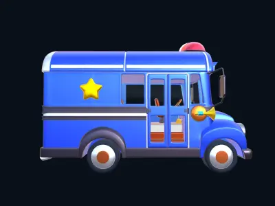 Asset - Cartoons - Car - Police - Rig Low-poly 3D model