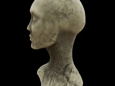 Woman stone bust Low-poly 3D model