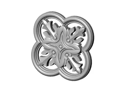 Gothic clover frame floral carving rosette relief ornament 3D print model