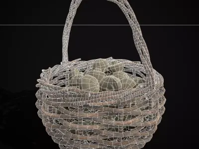Basket of Mushrooms Low-poly 3D model
